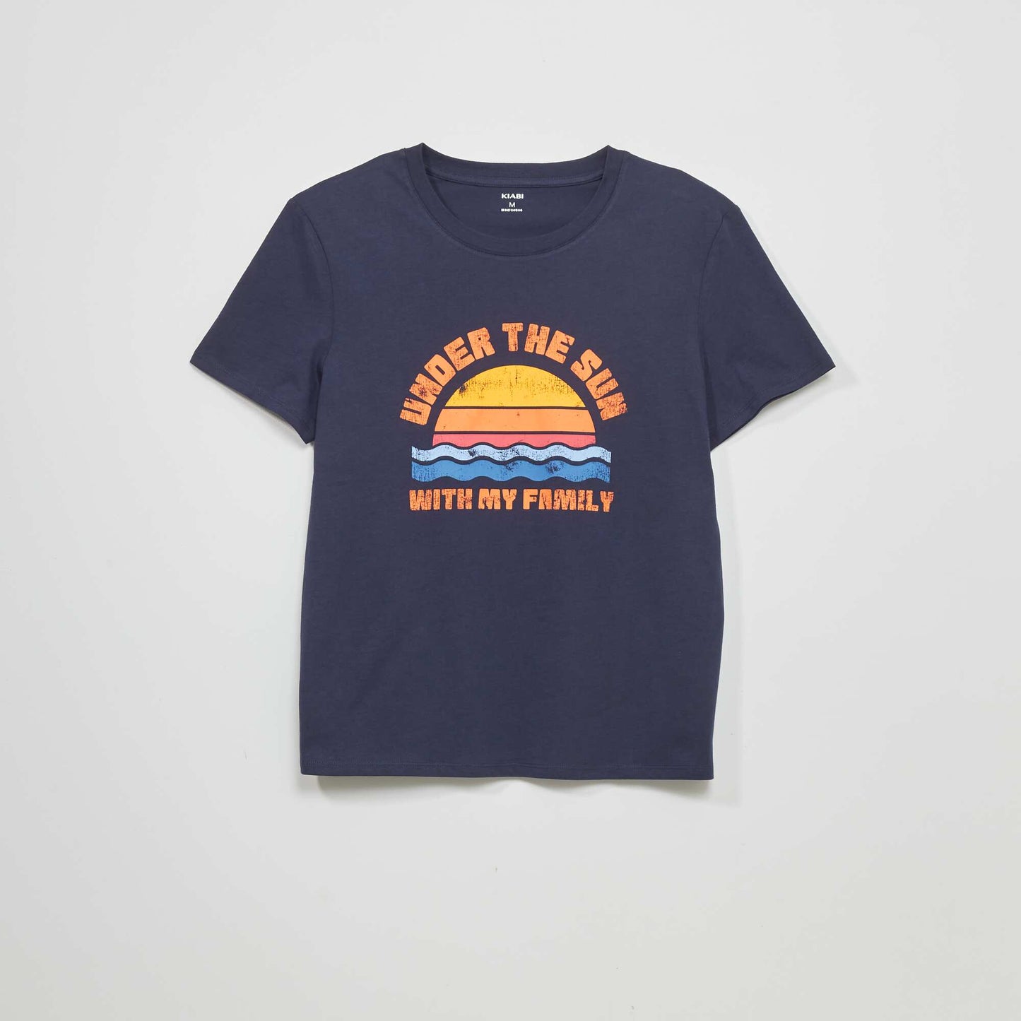 T-shirt imprimé à col rond Bleu