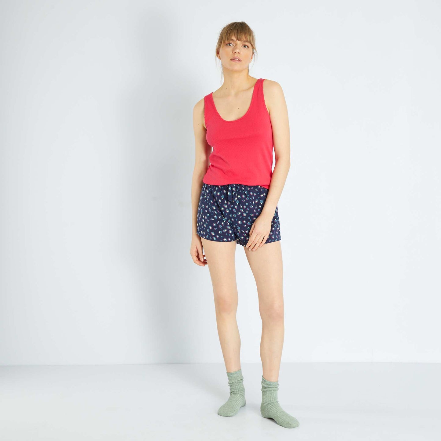 Short de pyjama avec imprimé fantaisie Bleu