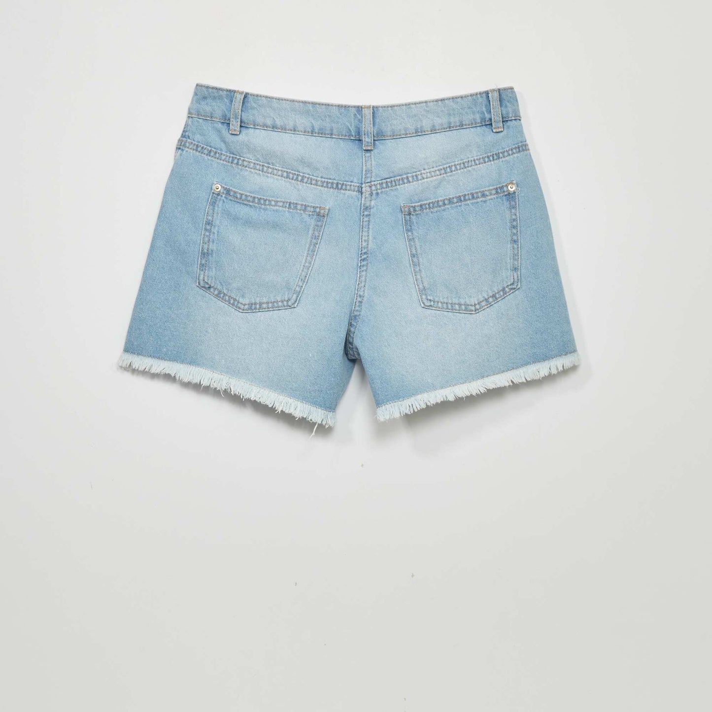 Short en jean avec franges Bleu