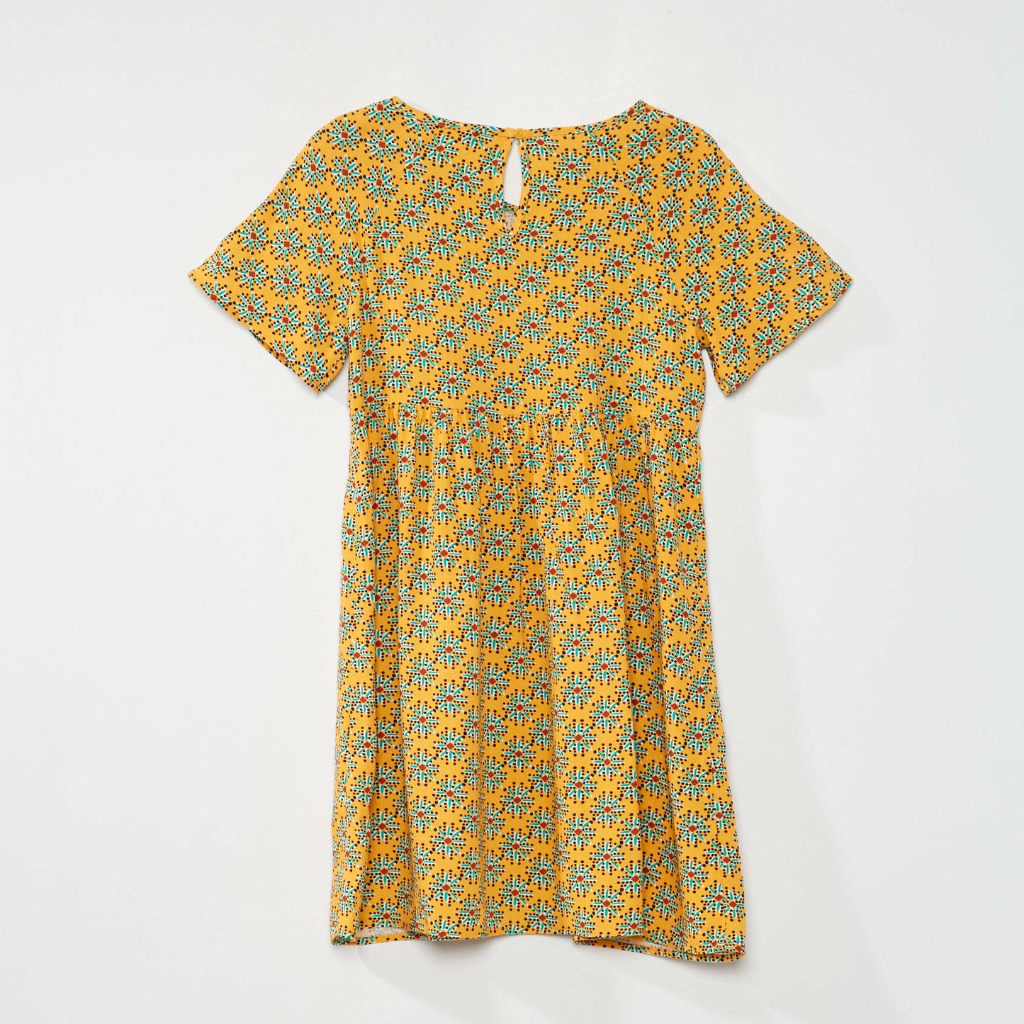 Robe évasée à motif fleuri Jaune