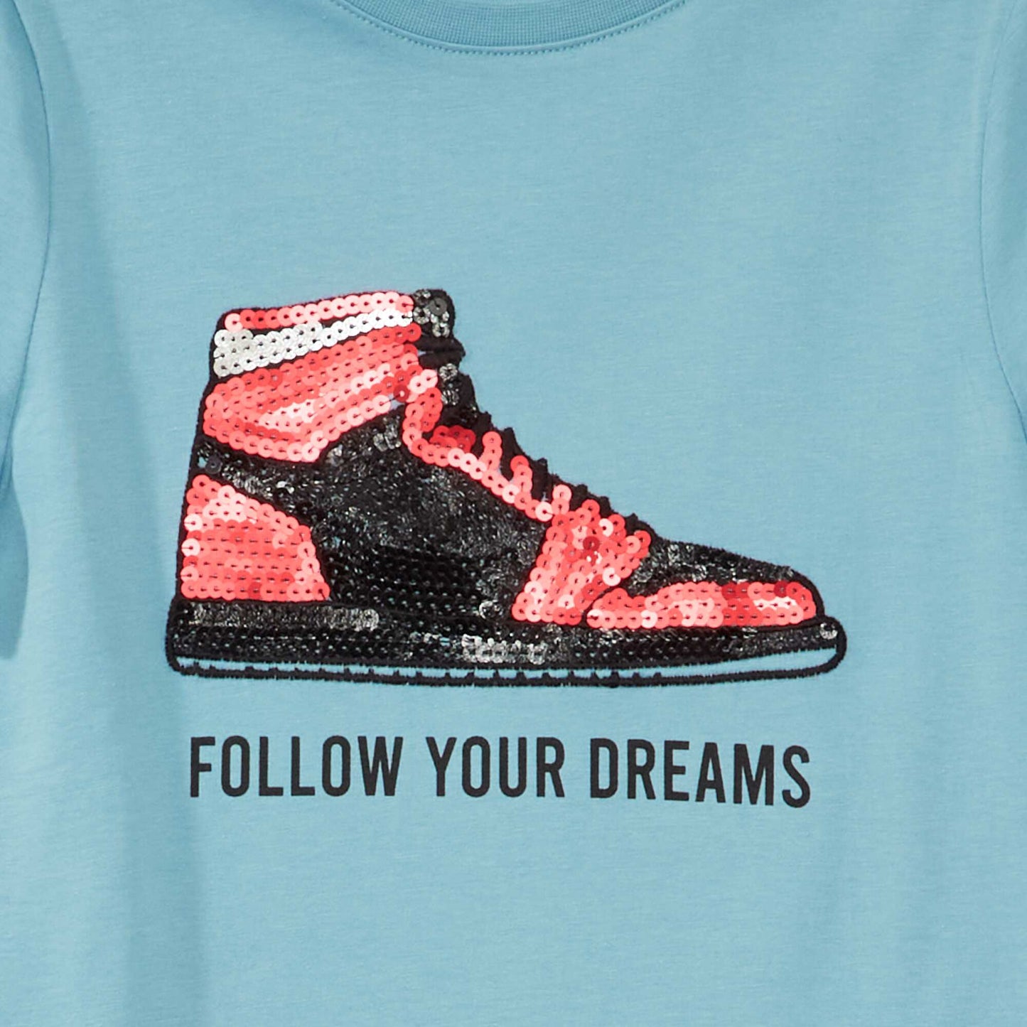 T-shirt manches courtes à sequins Bleu