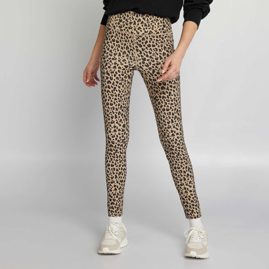 Legging avec imprimé léopard Marron