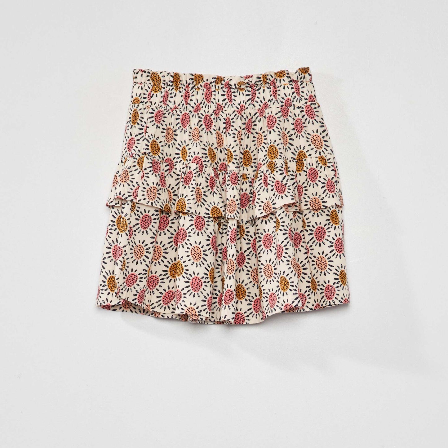 Jupe évasée avec volants Blanc