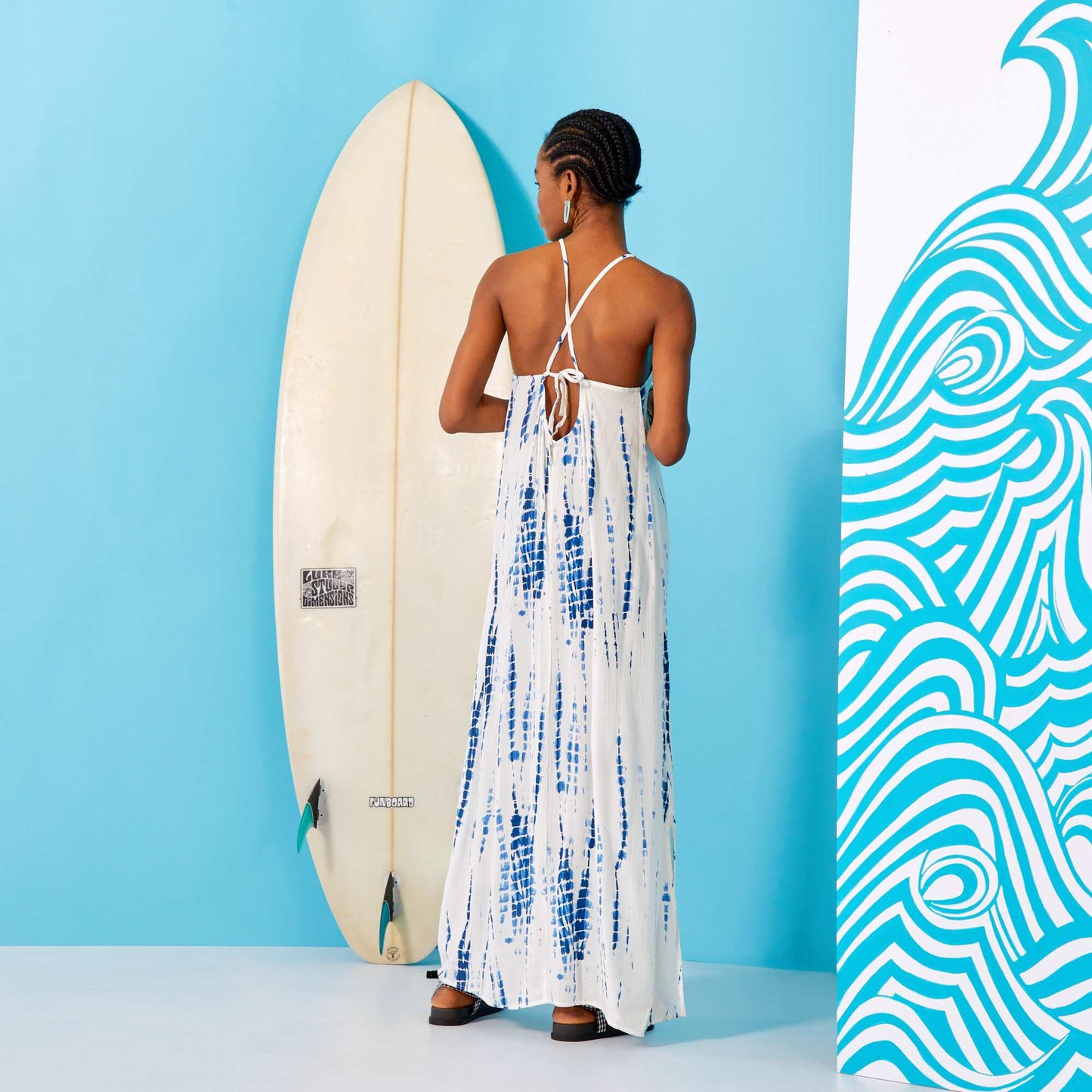 Robe longues tie and die Bleu