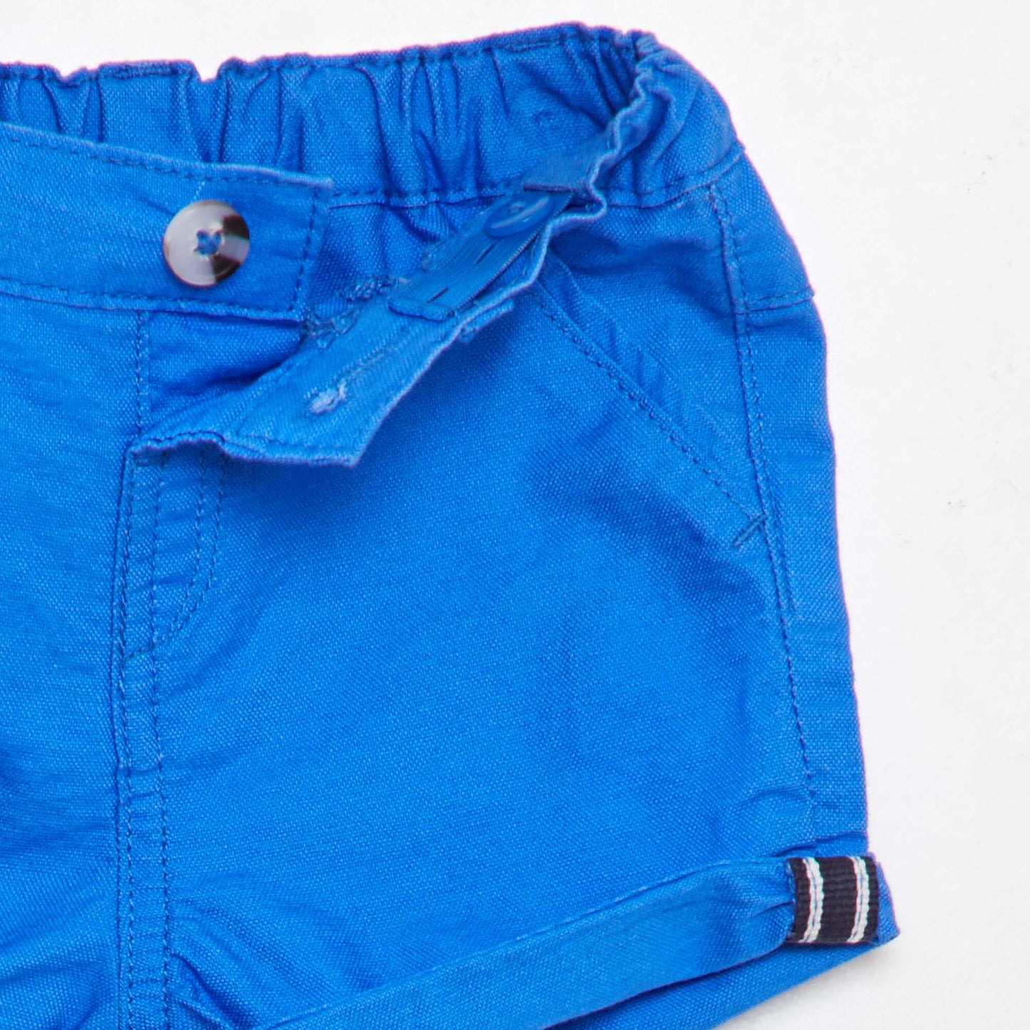 Short en coton taille ajustable Bleu