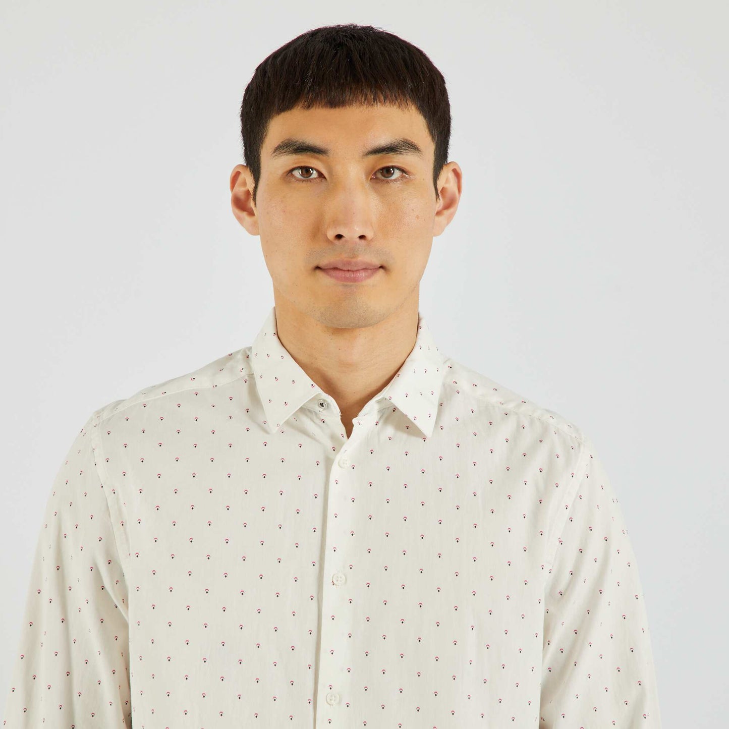 Chemise à motifs en popeline Blanc