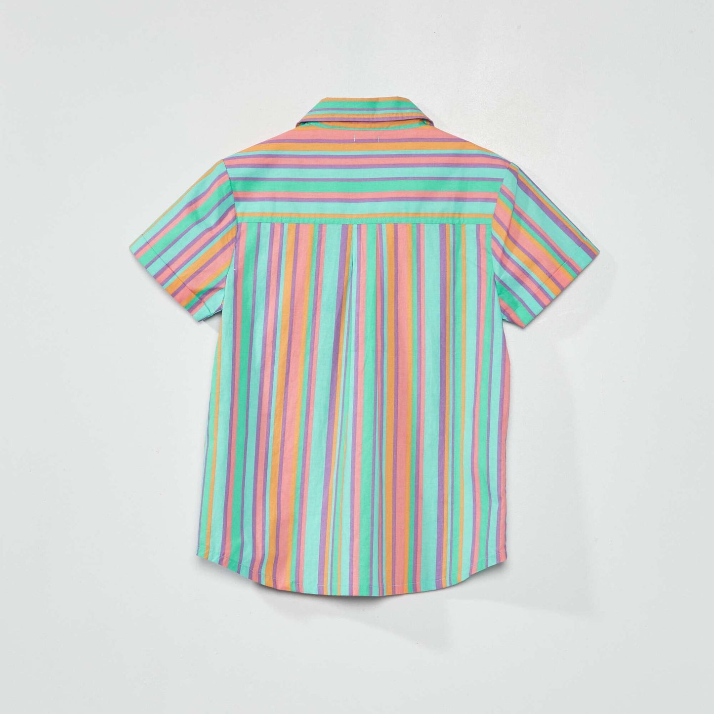 Chemise manches courtes rayée multicolore Multirayures