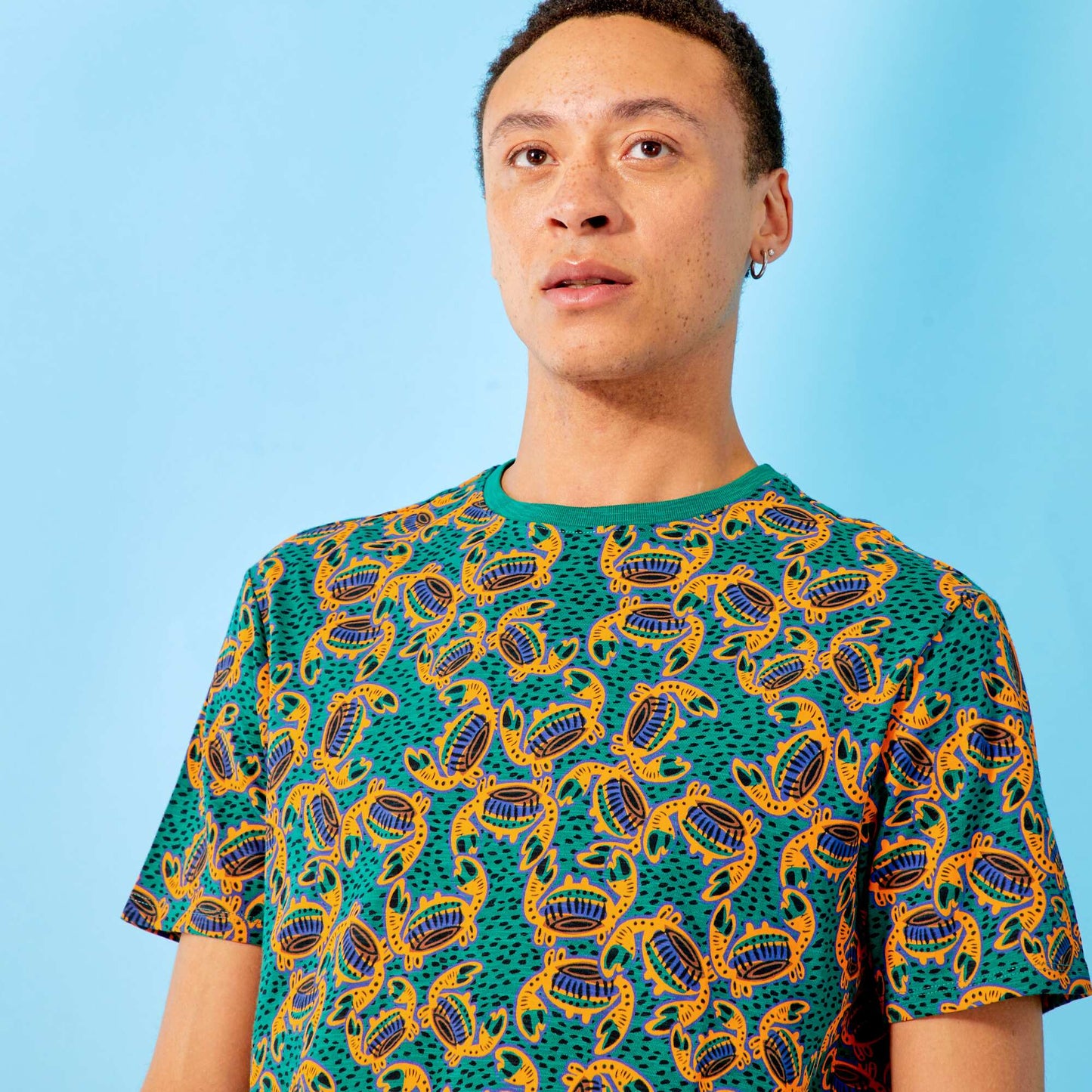 T-shirt regular col rond Vert/jaune