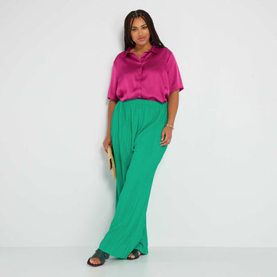 Pantalon large plissé Vert