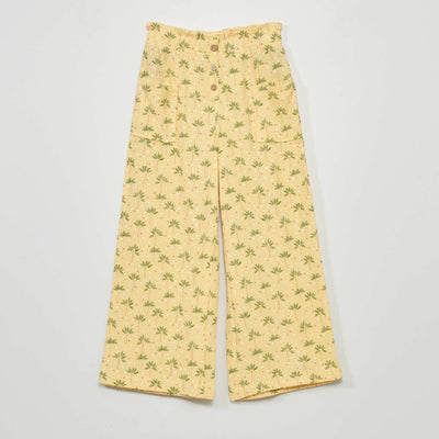 Pantalon gaufrée imprimé JAUNE