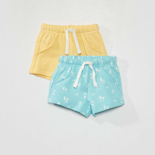 Lot de 2 shorts en french terry Bleu/jaune