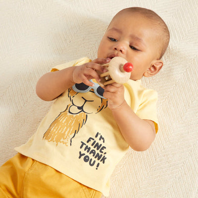 T-shirt en maille jersey avec animation Jaune