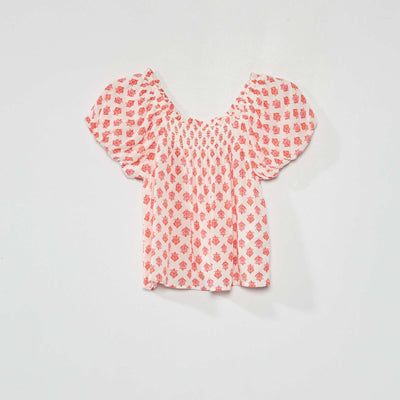 Blouse imprimé en maille crêpée Blanc