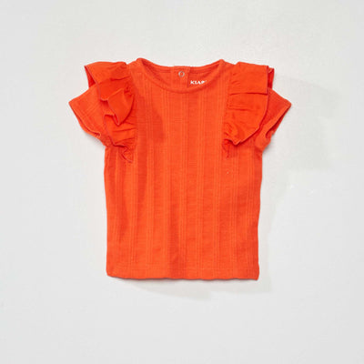 T-shirt à manches courtes en maille pointelle Orange