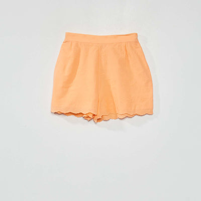Short volanté en popeline Orange