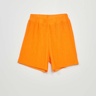 Short fluide plissé Orange