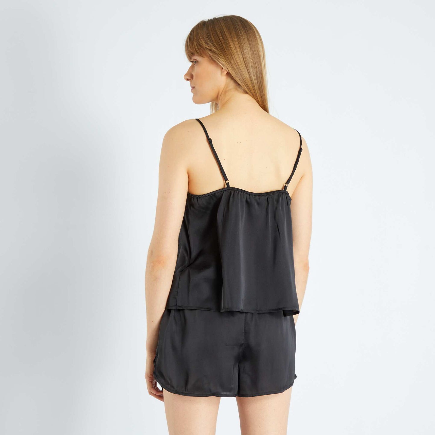 Ensemble pyjama short satiné - 2 pièces noir