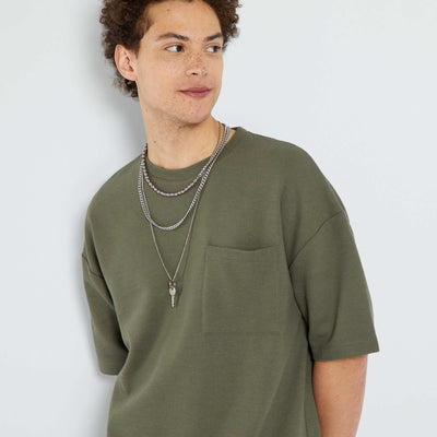 T-shirt en maille ottoman unie Kaki