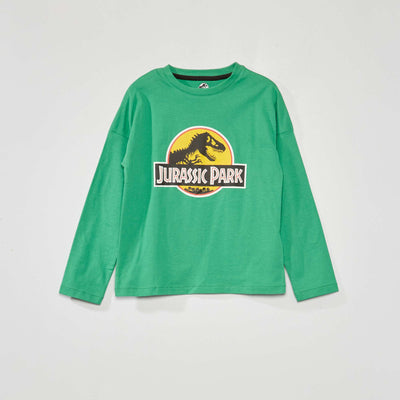 T-shirt manches longues 'Jurassic Park' Vert