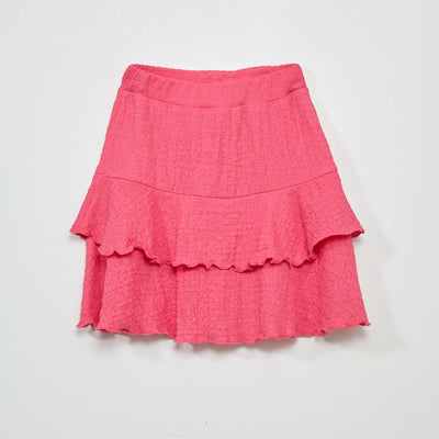 Jupe en maille gaufrée rose indien