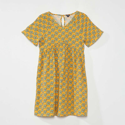 Robe évasée à motif fleuri Jaune