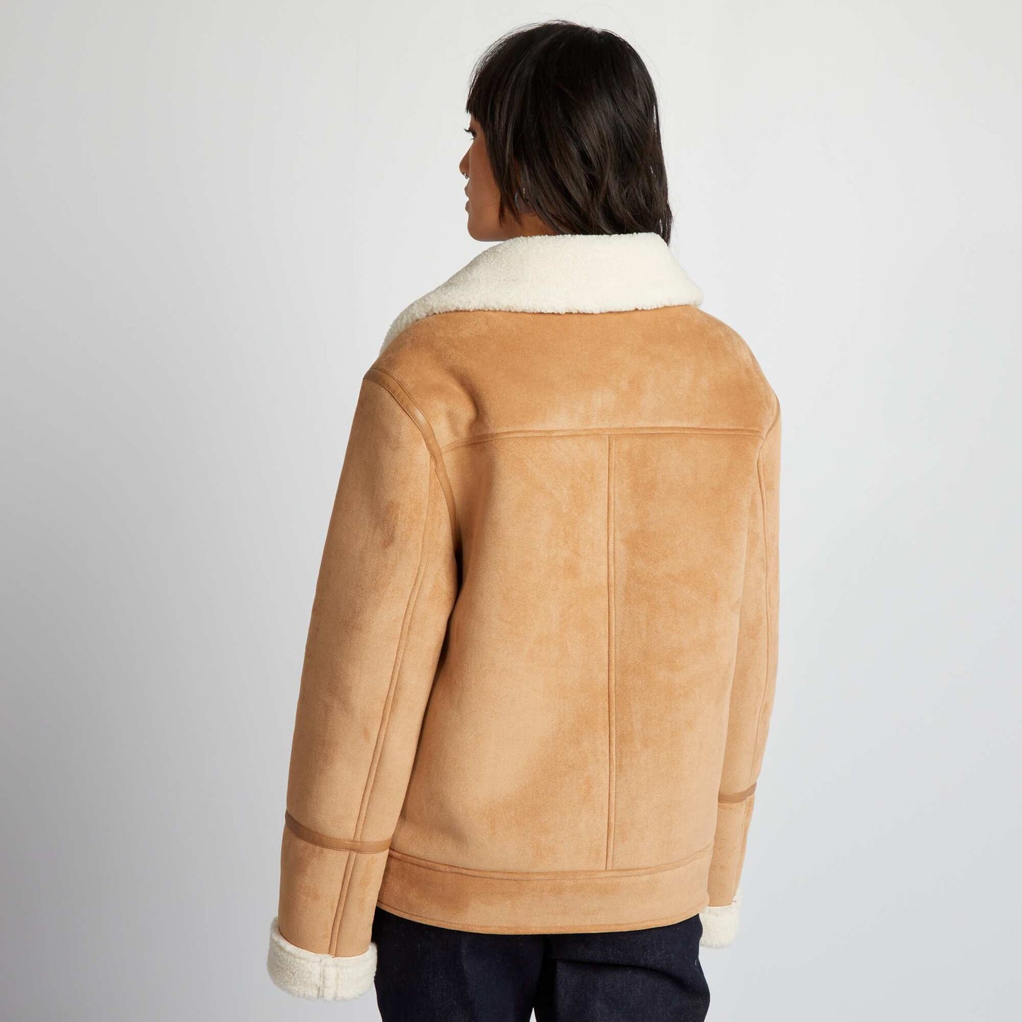 Blouson en suedine beige