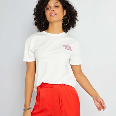 T-shirt en jersey avec imprimé face et dos blanc