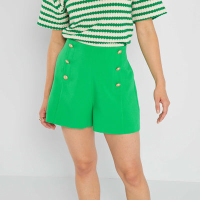 Short boutonné taille haute Vert