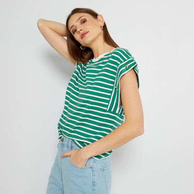 Marinière en jersey avec bijoux fantaisie Vert