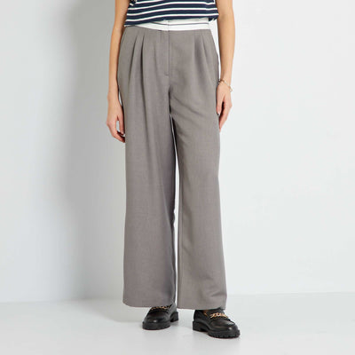Pantalon regular taille haute Gris