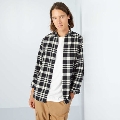 Chemise à carreaux en flanelle Noir