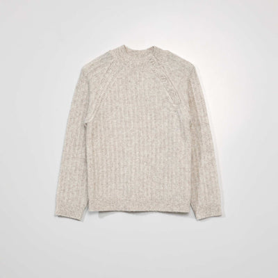 Pull en maille à col montant Beige