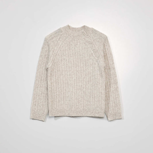 Pull en maille à col montant Beige