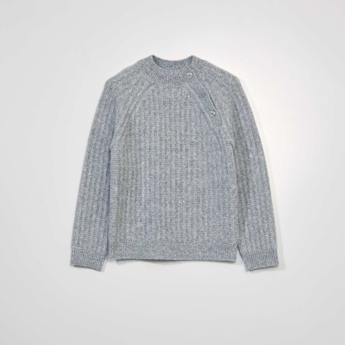 Pull en maille à col montant Gris