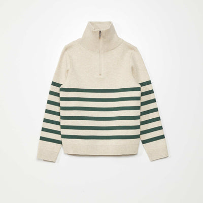 Pull à col camionneur Beige/vert