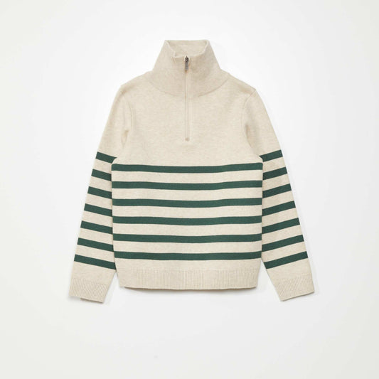 Pull à col camionneur Beige/vert