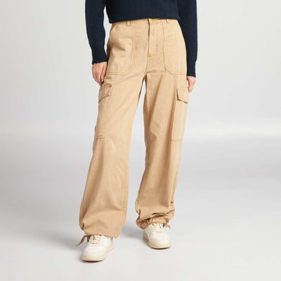 Pantalon parachute en jean Beige