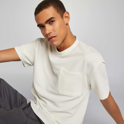 T-shirt maille côtelée blanc