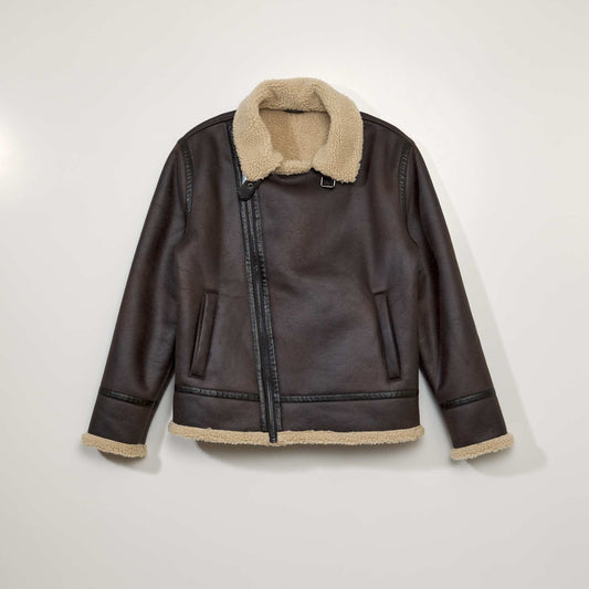 Blouson façon aviateur avec sherpa Marron