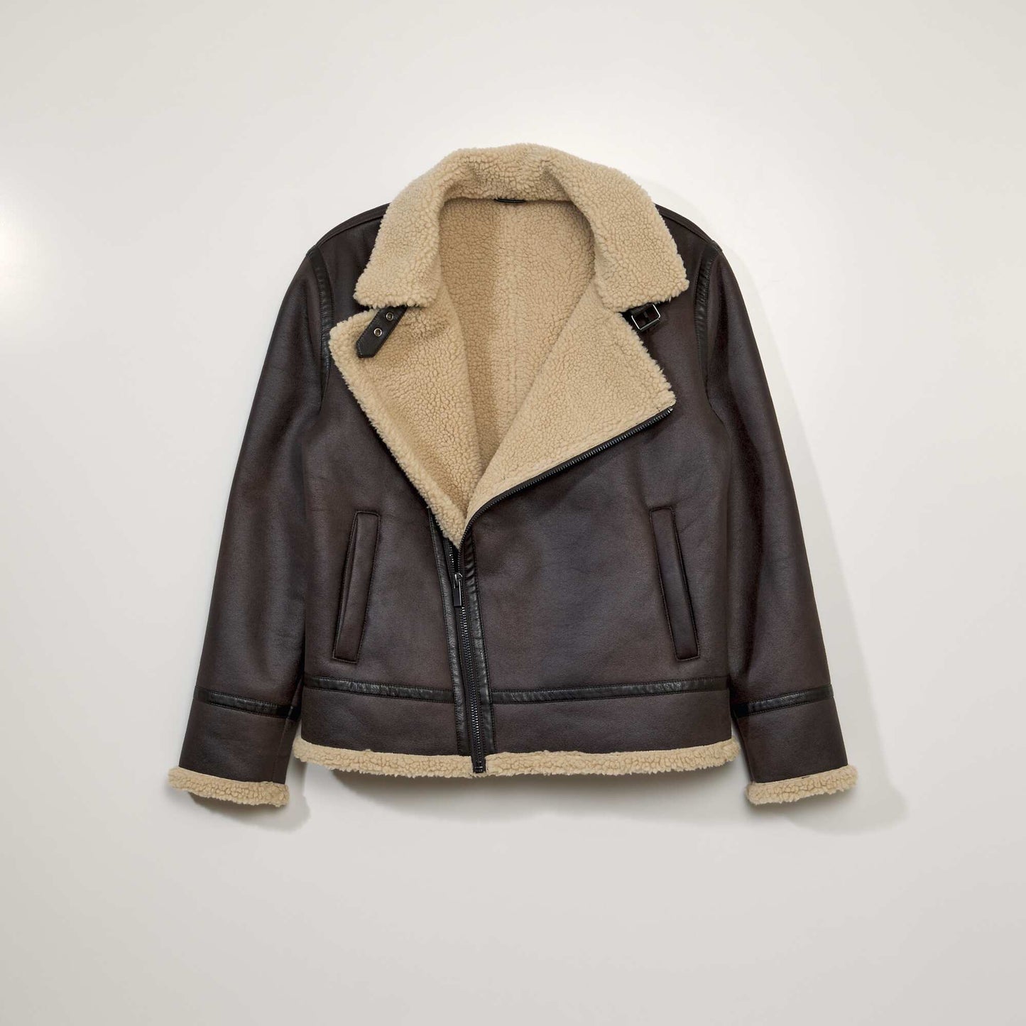 Blouson façon aviateur avec sherpa Marron