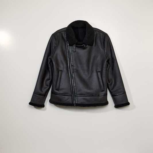 Blouson façon aviateur avec sherpa noir