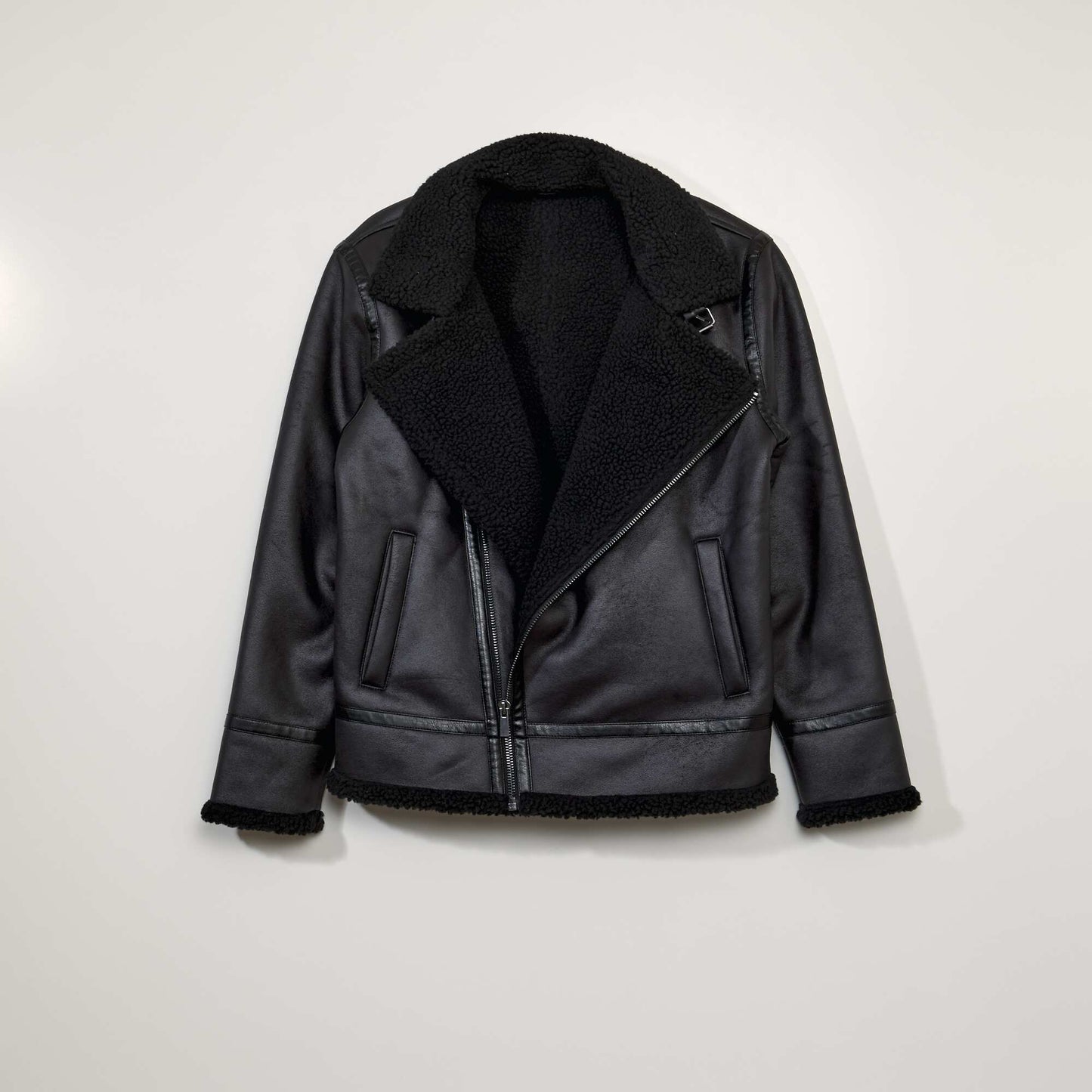 Blouson façon aviateur avec sherpa noir