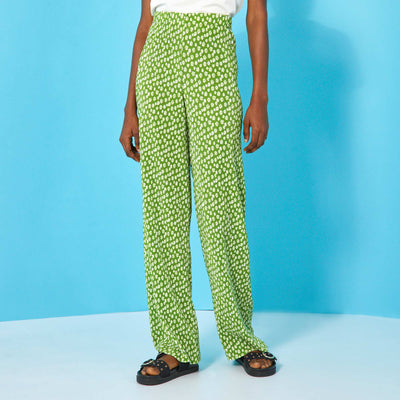 Pantalon fluide plissé Vert