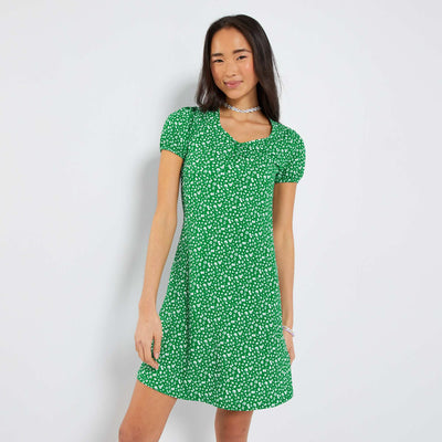 Robe courte fleurie Imprimé vert