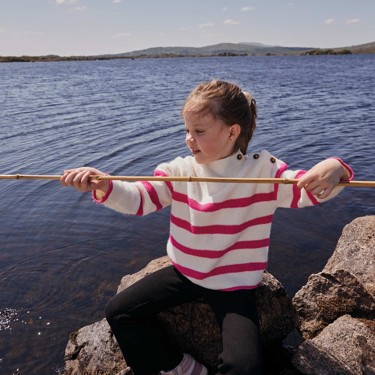 Pull marinière à manches longues Rose