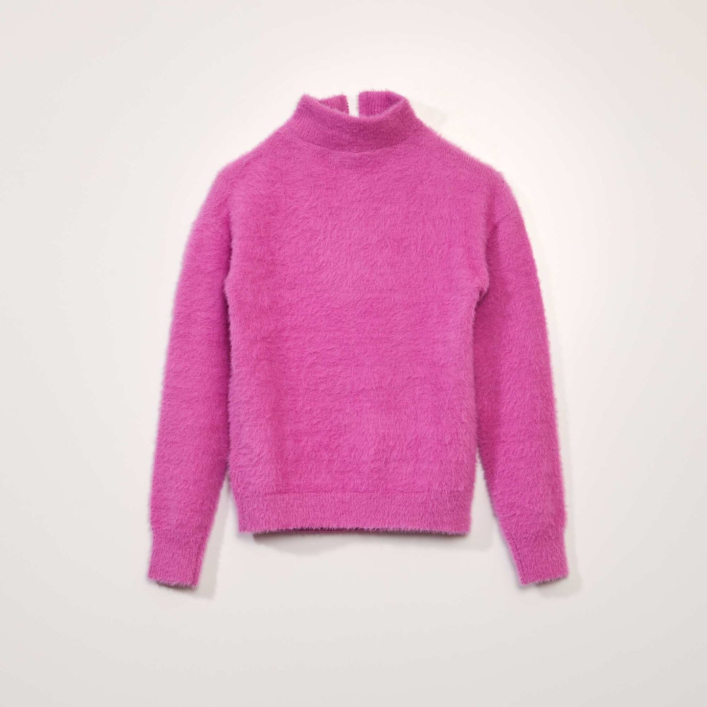 Pull maille poilue col camionneur Rose