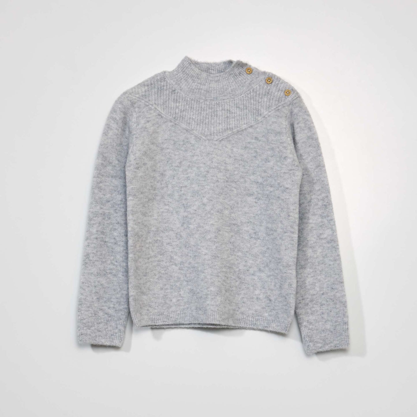 Pull en maille à col montant Gris