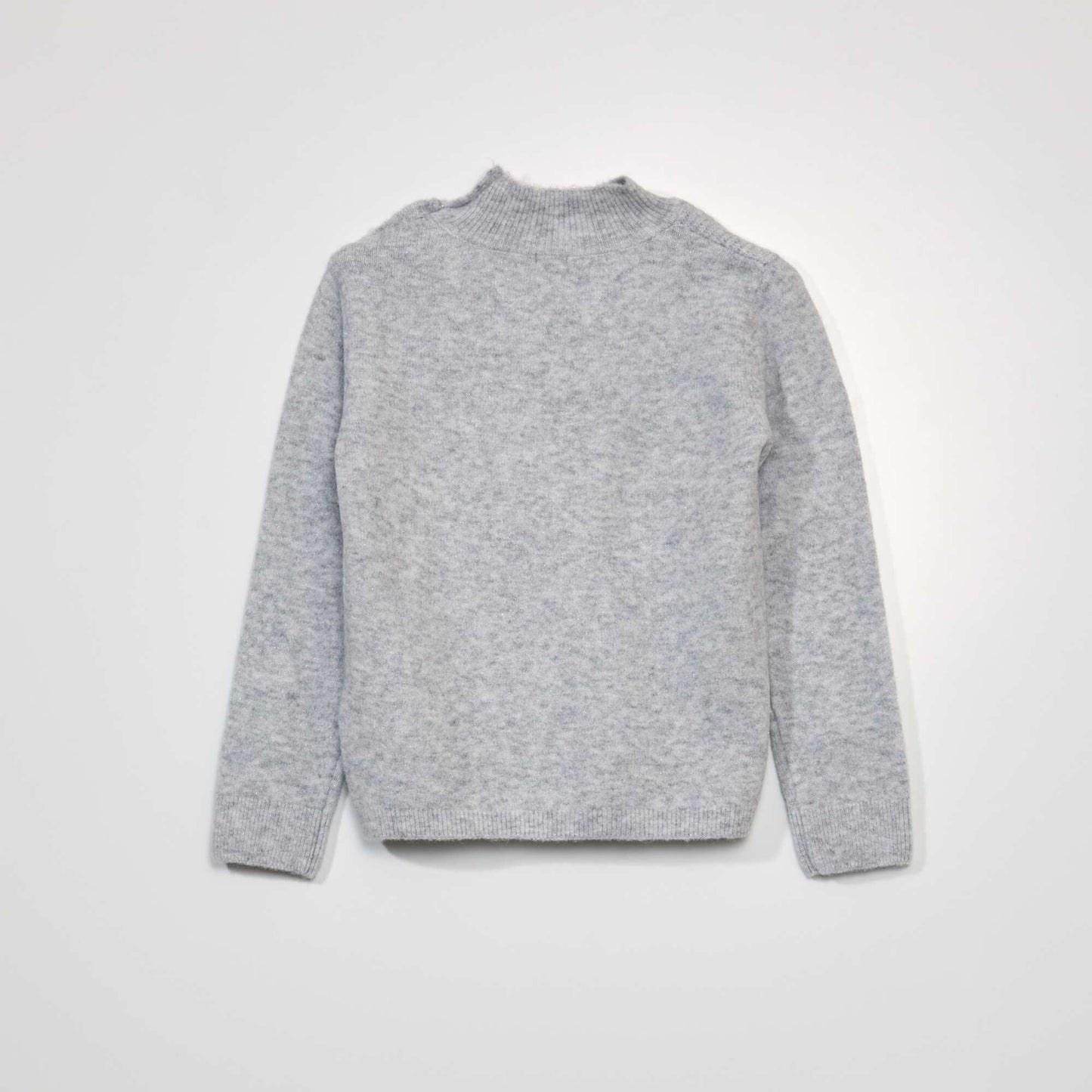 Pull en maille à col montant Gris