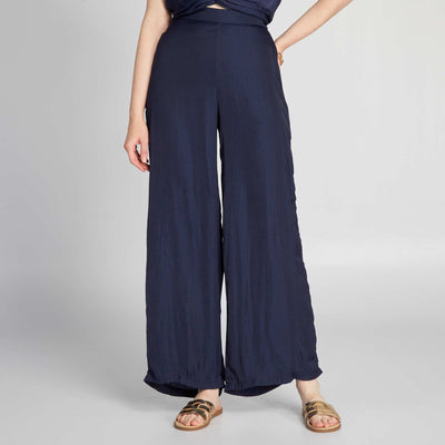 Pantalon large satiné Bleu