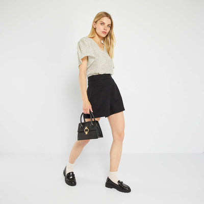 Short en tweed noir